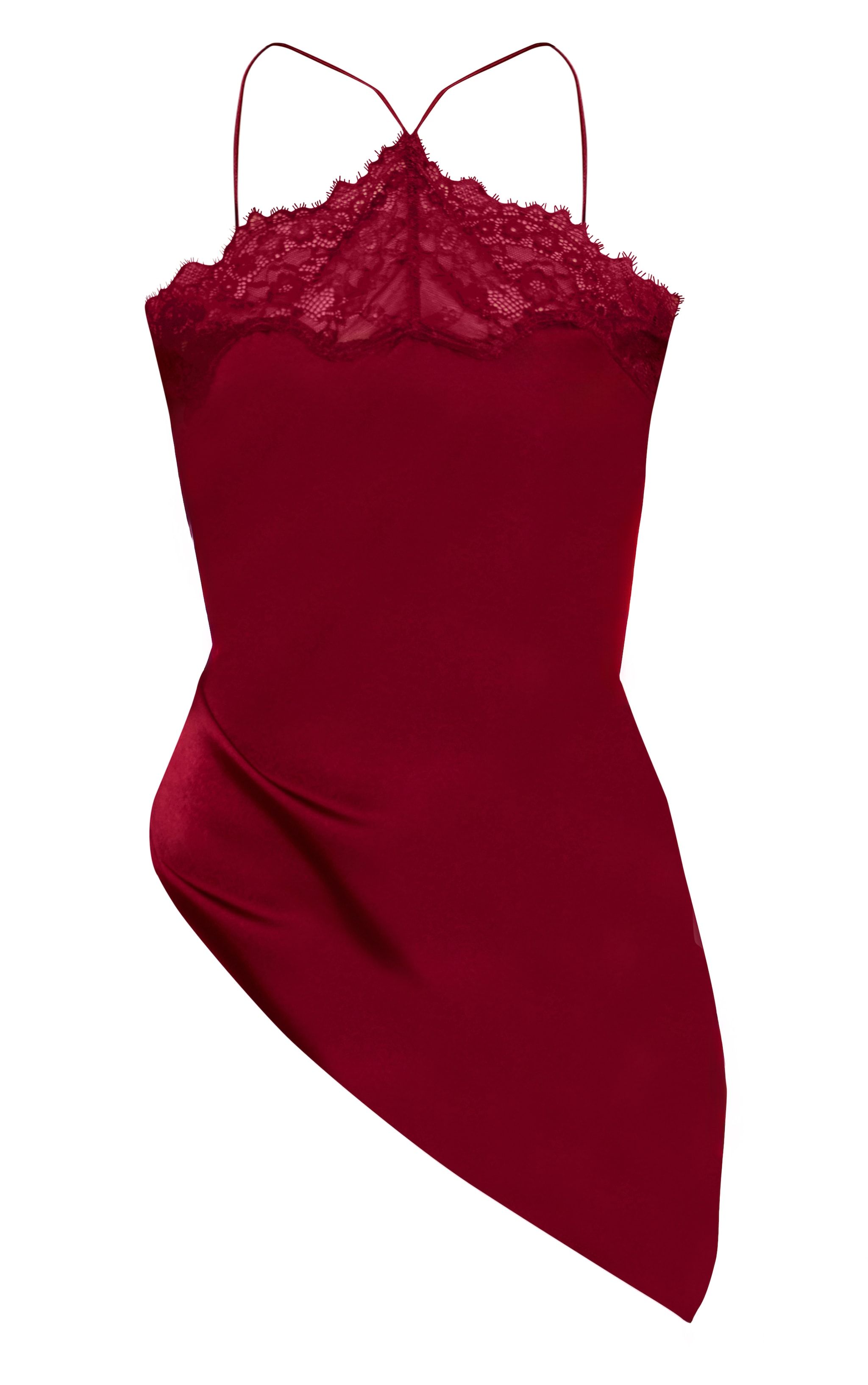 Plum Satin Lace Halterneck Asymmetric Cami Top image 5