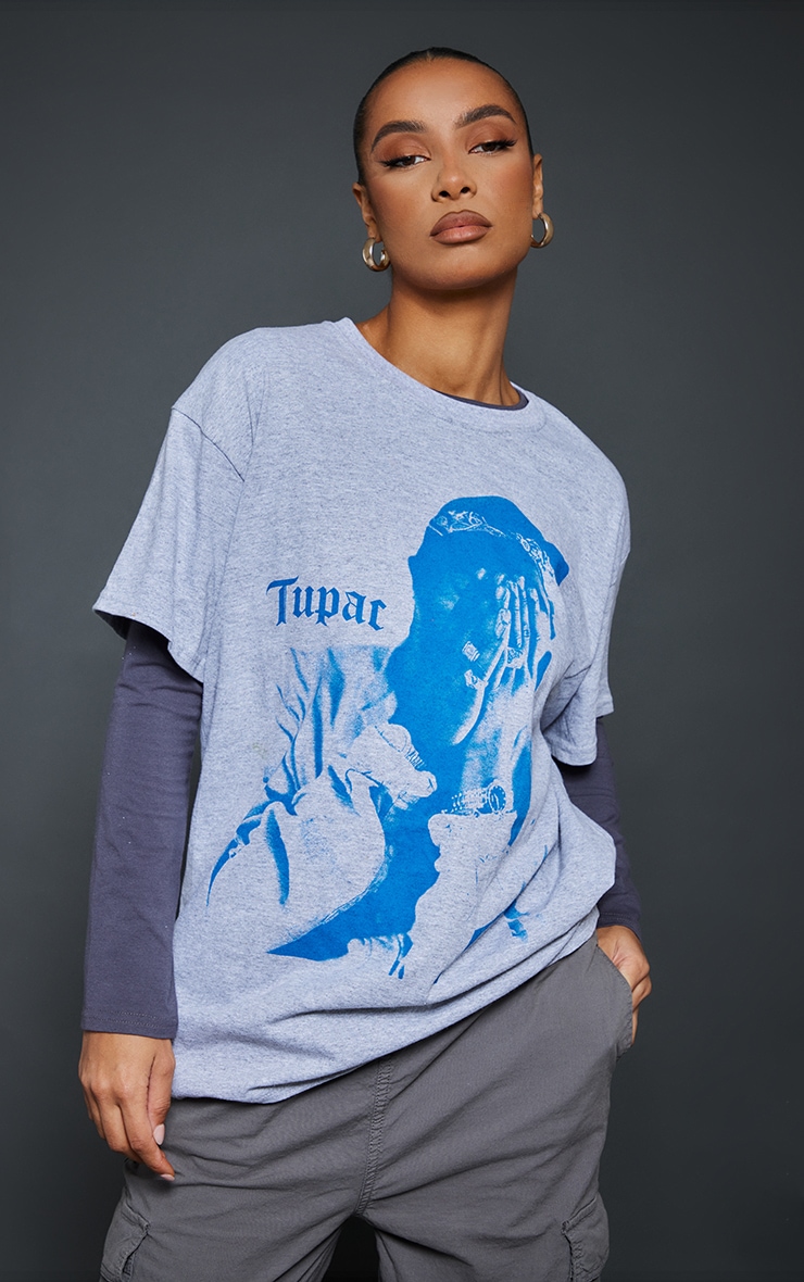 Ash Grey Tupac Photographic T Shirt image 1