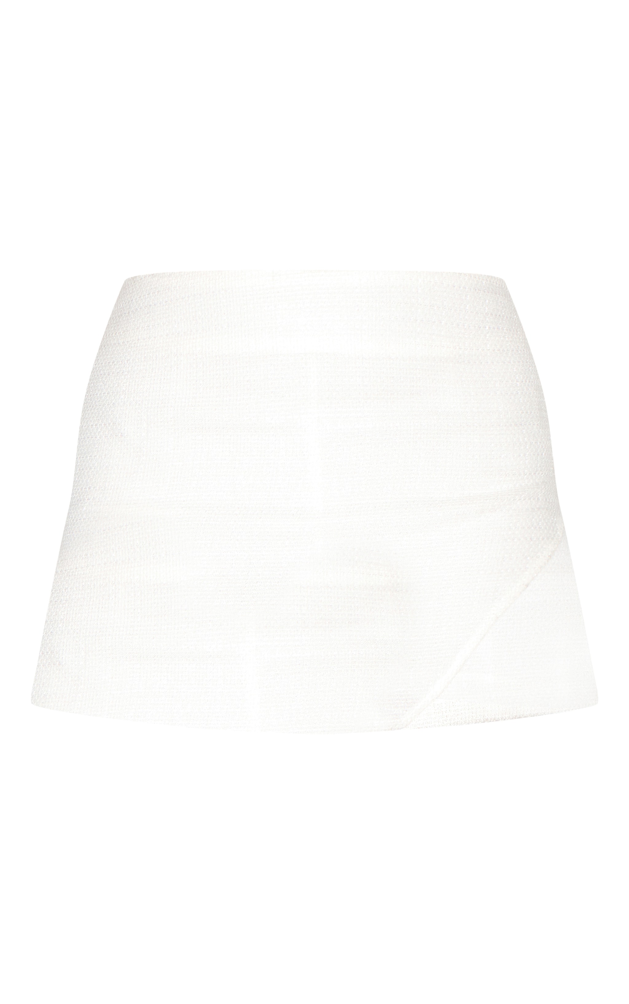 White Boucle Wrap Detail Mini Skirt image 6