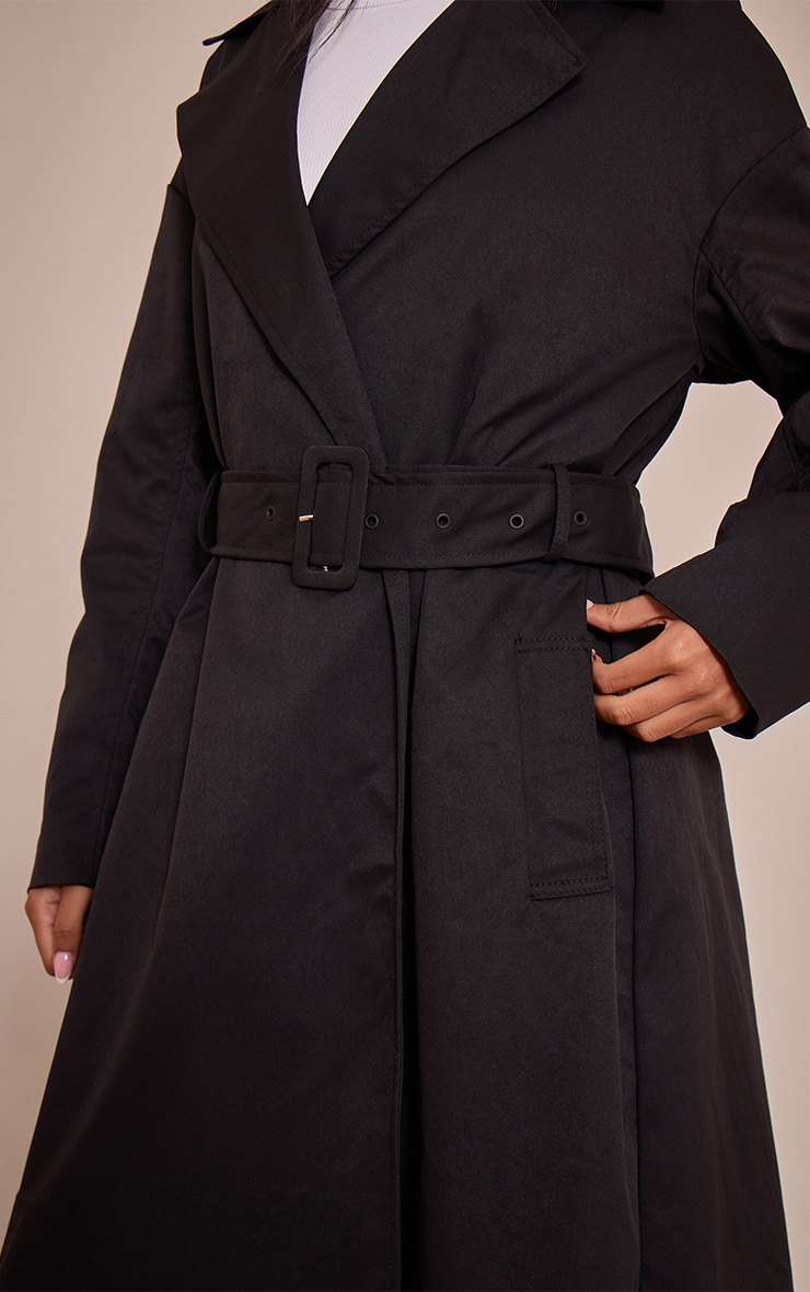 Tall Trench noir à taille à nouer image 4