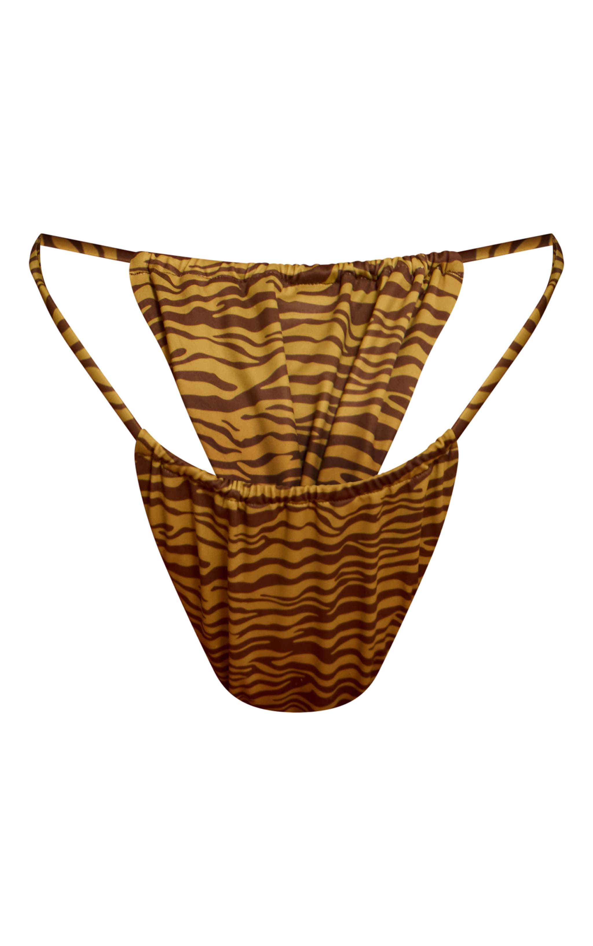 Olive Zebra Printed Tanga Thong Bikini Bottoms image 5
