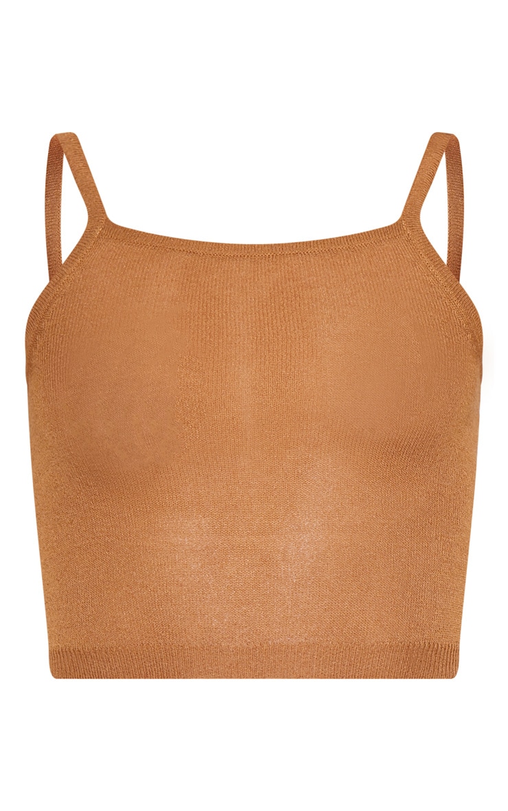 Tan Knitted Sheer Vest image 3