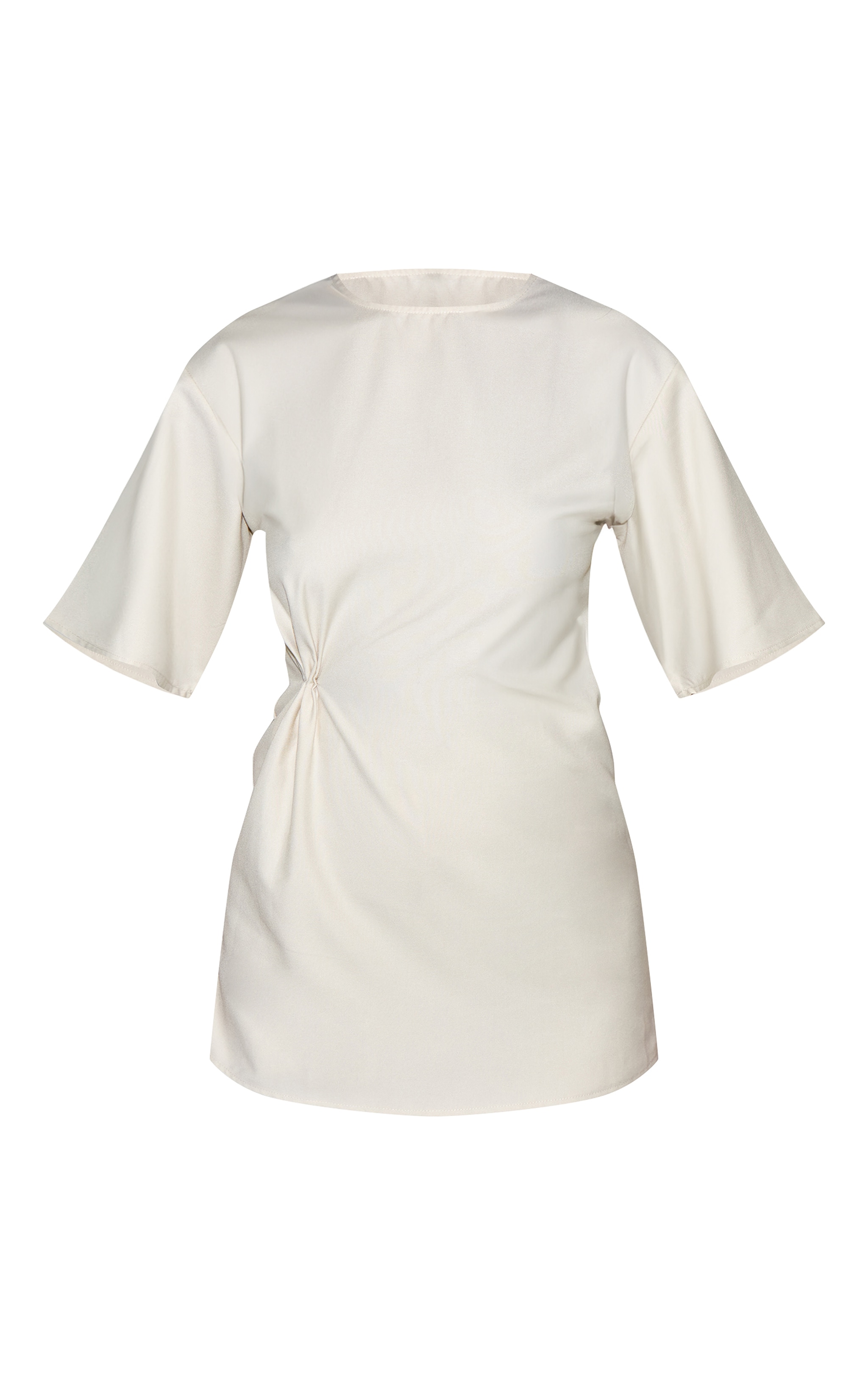 Ecru Woven Asymmetric Cinched Skort Romper image 5