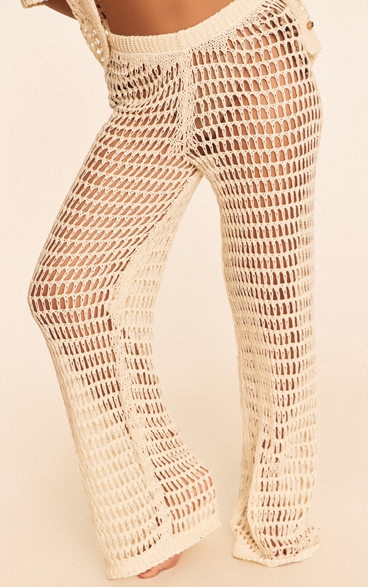 Cream Crochet Beach Wide Leg Pants image 4