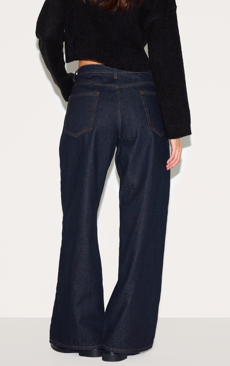 Jean boyfriend indigo foncé à taille basse image 3