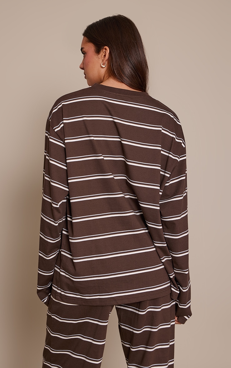 Dark Brown Striped Long Sleeved Top image 2