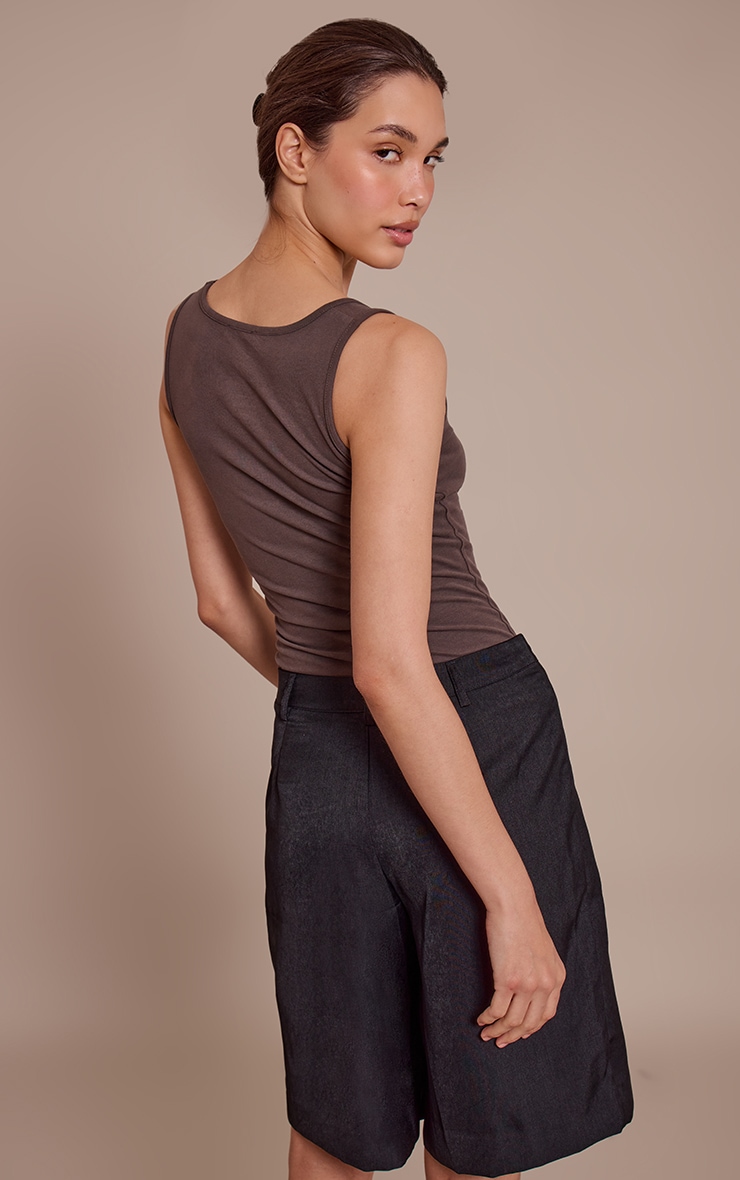 Chocolate Soft Cotton V Neck Vest Top image 2