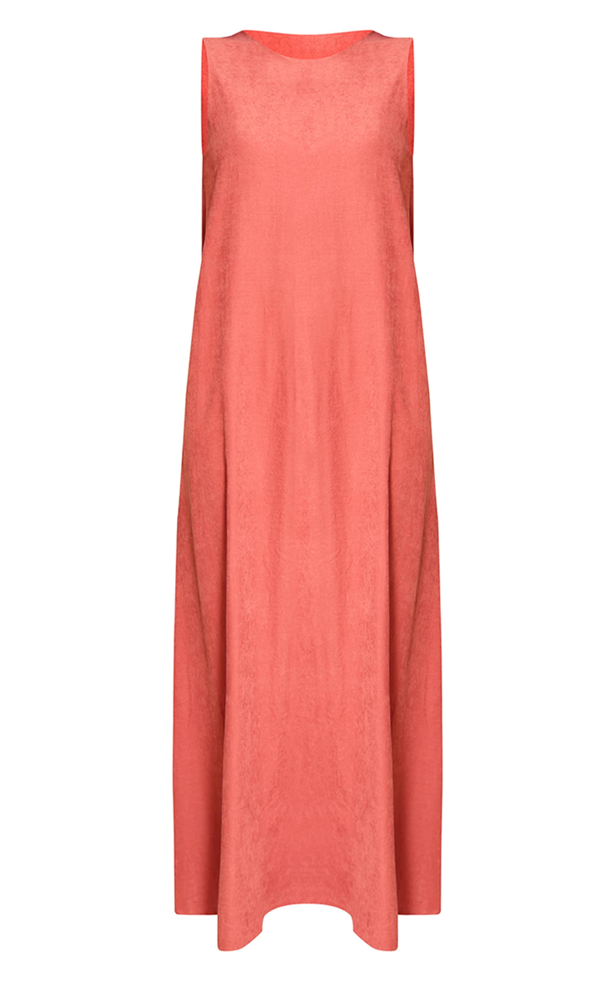 Rust Textured Boat Neck Sleeveless Column Maxi Dress image 5