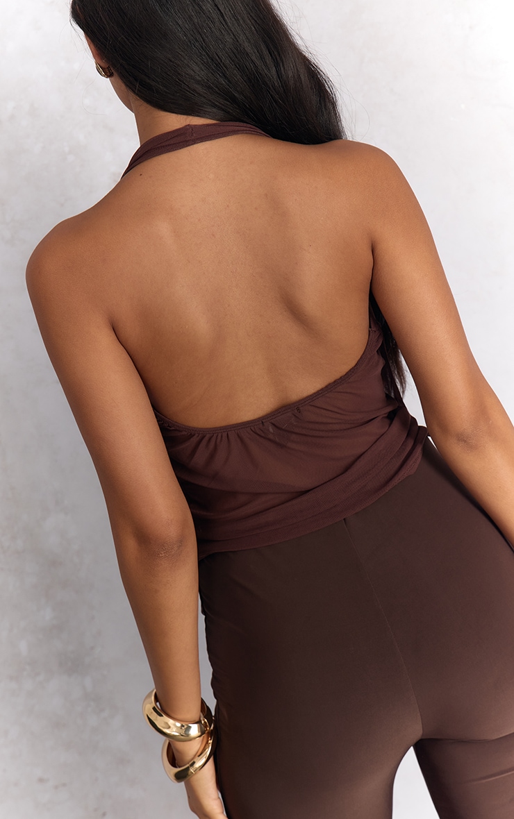 Dark Chocolate Mesh Halter Neck Top image 2