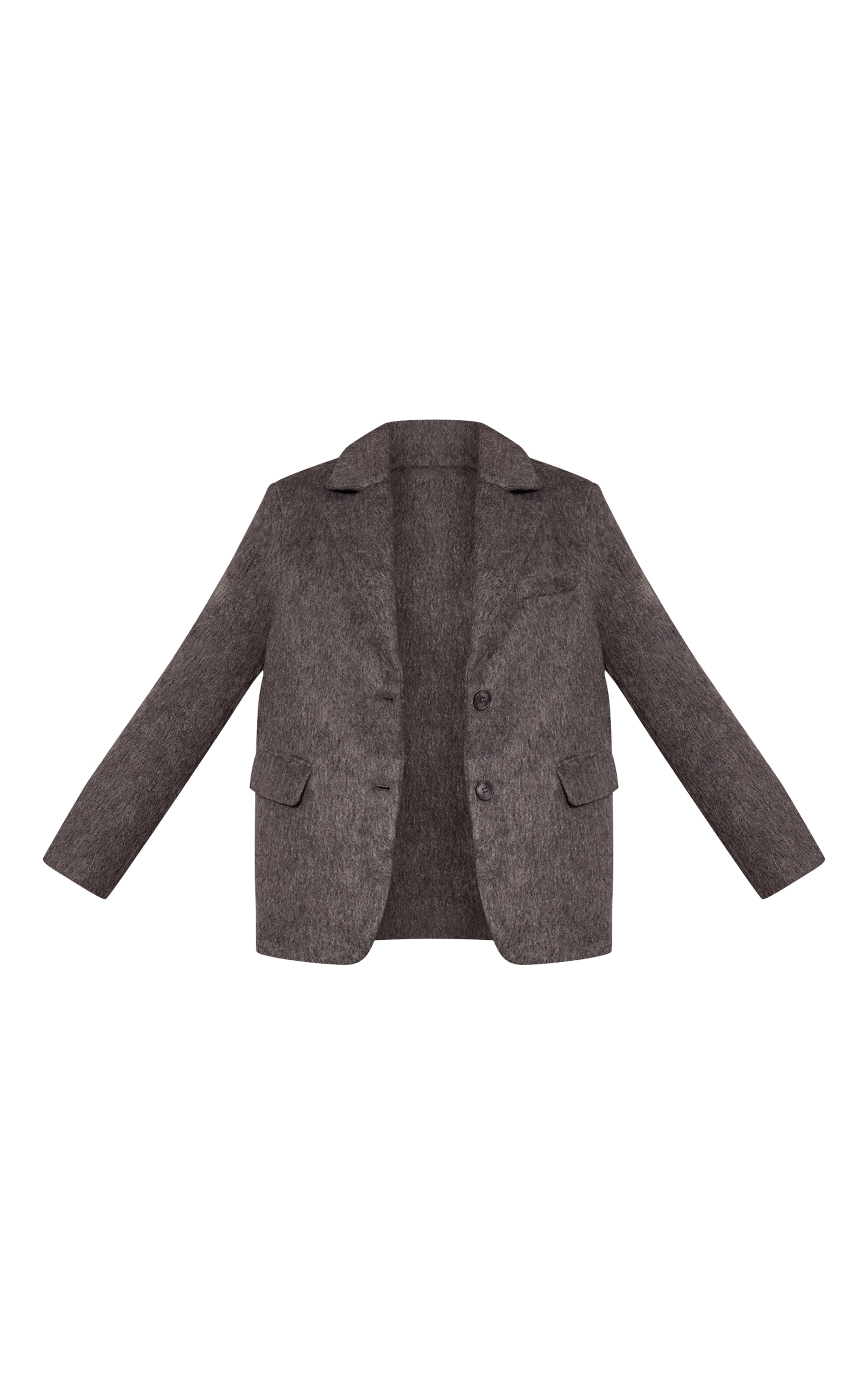 Charcoal Brushed Wool Look Oversized Blazer image 5