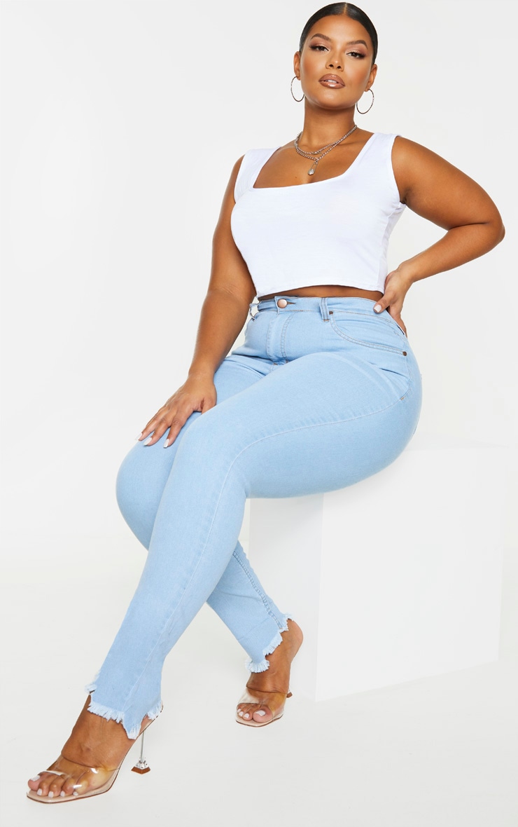 PLT Plus - Jean skinny très délavé à ourlet déchiré