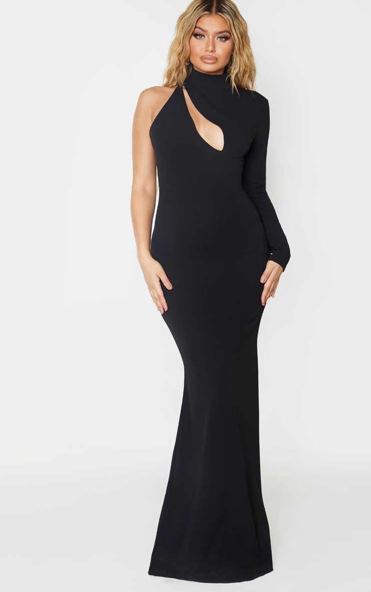 high neck black maxi
