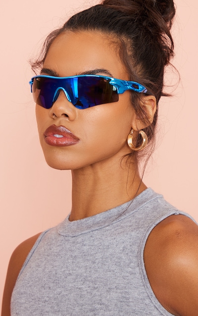 Blue Cut Out Sporty Sunglasses