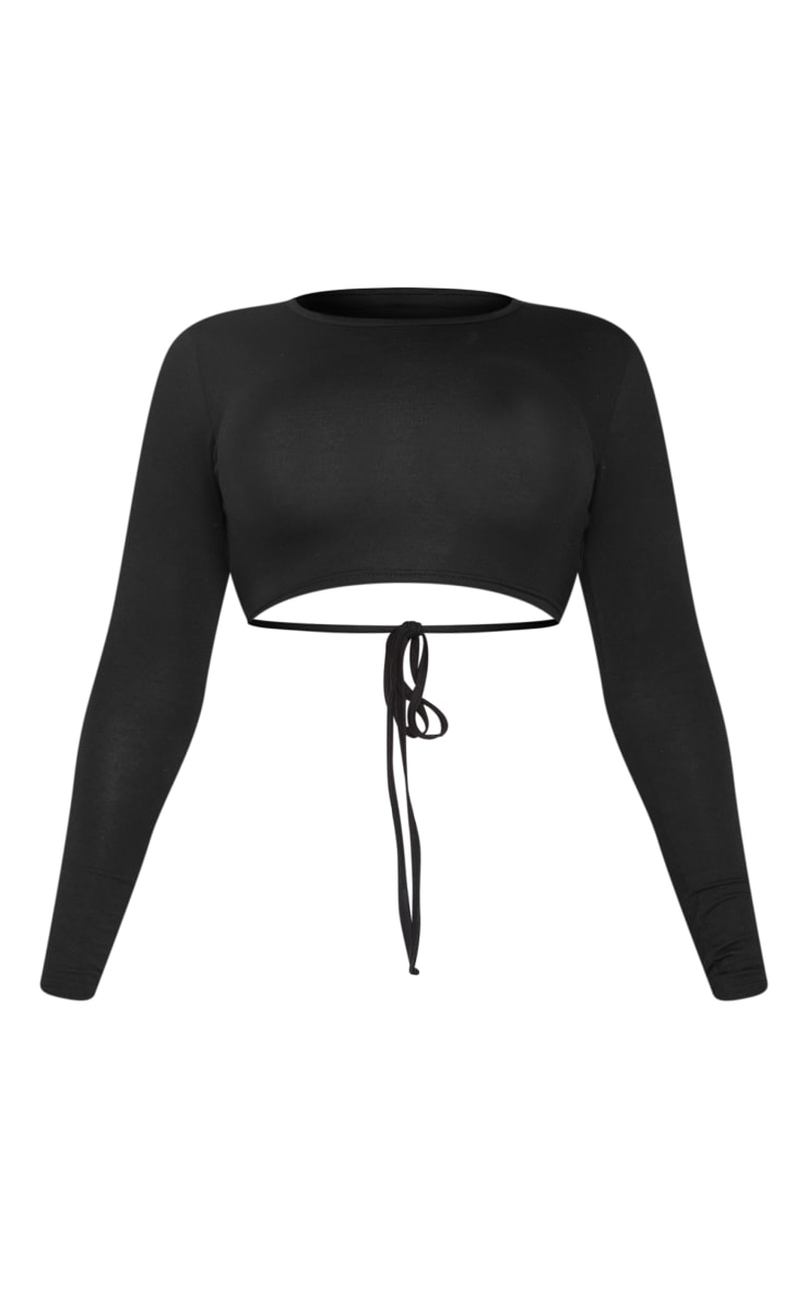 Shape Black Jersey Tied Back Crop Top image 5