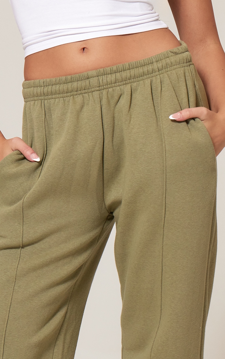 Moss Khaki Pintuck Detail Oversized Joggers image 4