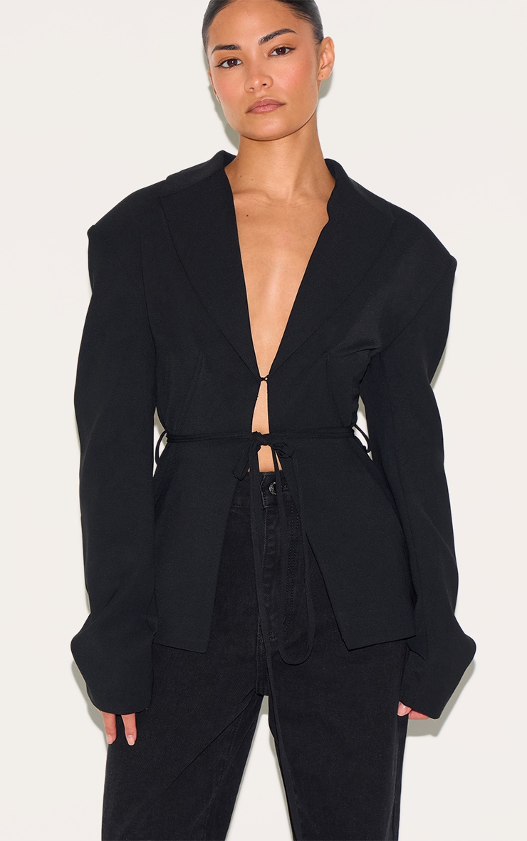 Petite Blazer de tailleur ajusté noir image 4