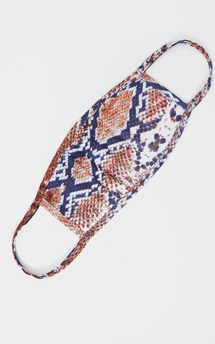 Brown Snake Print Fashion Mask