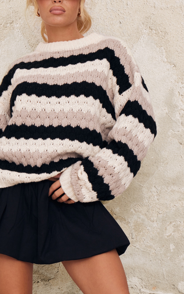 Monochrome Bobble Knit Chunky Sweater image 4