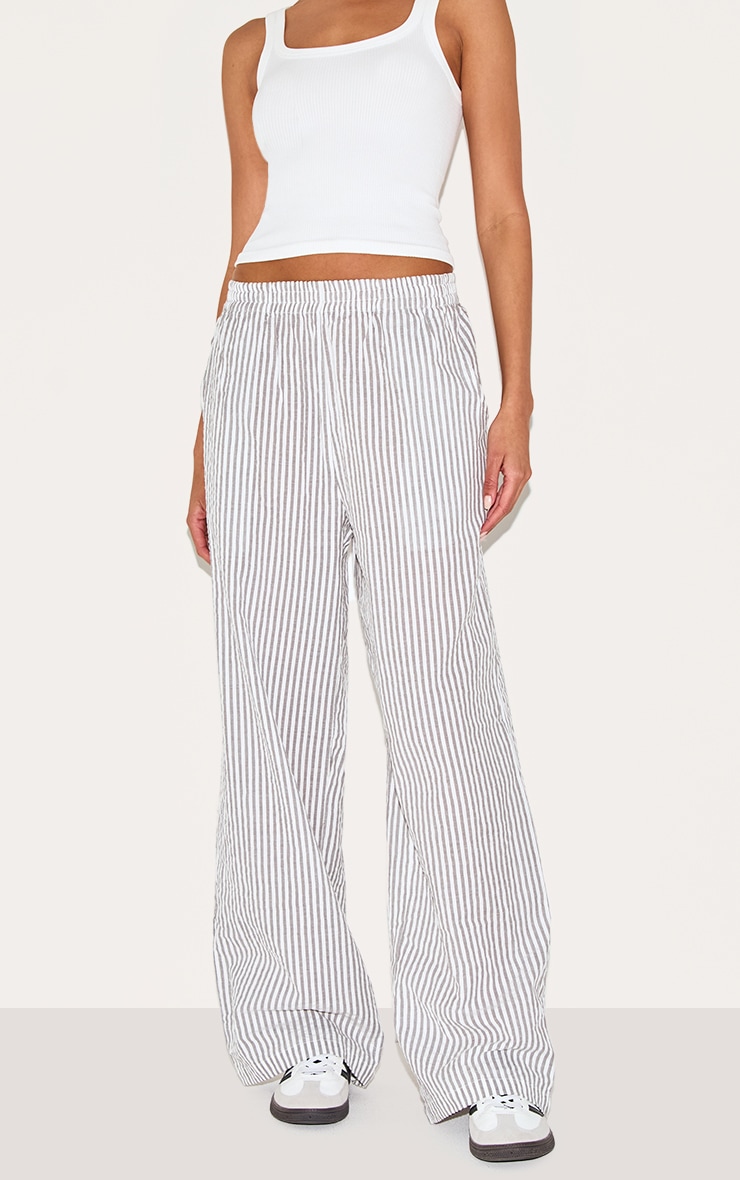 Grey Pinstripe Elasticated Waist Pants image 2