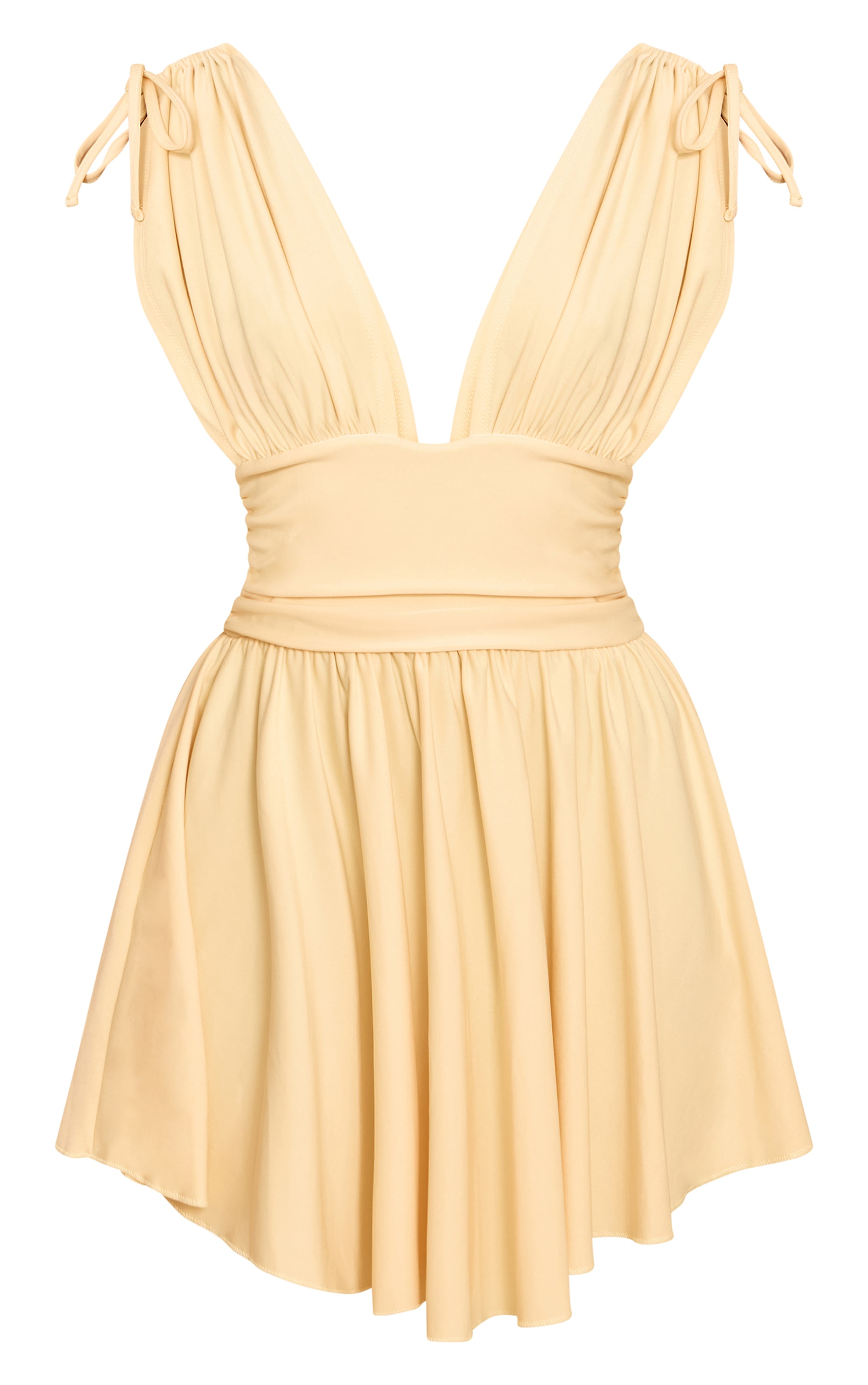 Robe droite en jersey jaune citron à décolleté plongeant image 5
