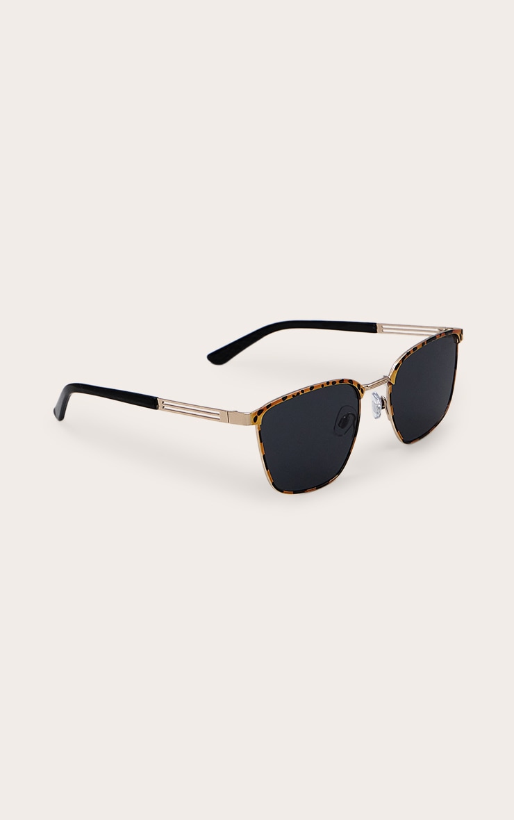 Lunettes de soleil carrées en écailles à barre et monture en métal image 3