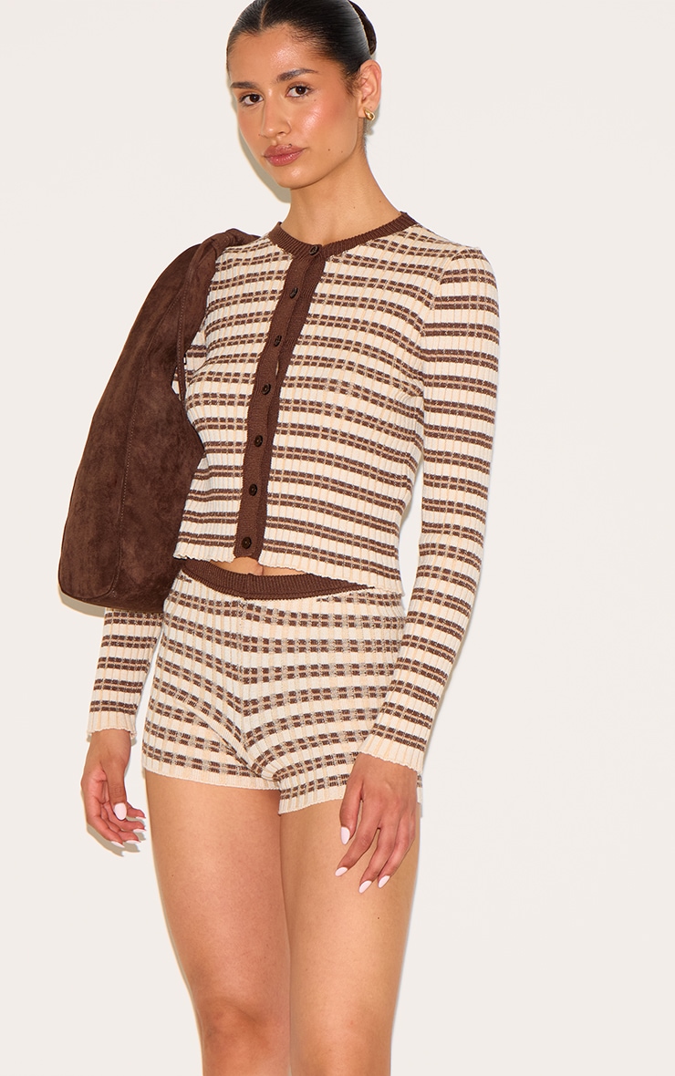 Tall Chocolate Stripe Knitted Cardigan image 4