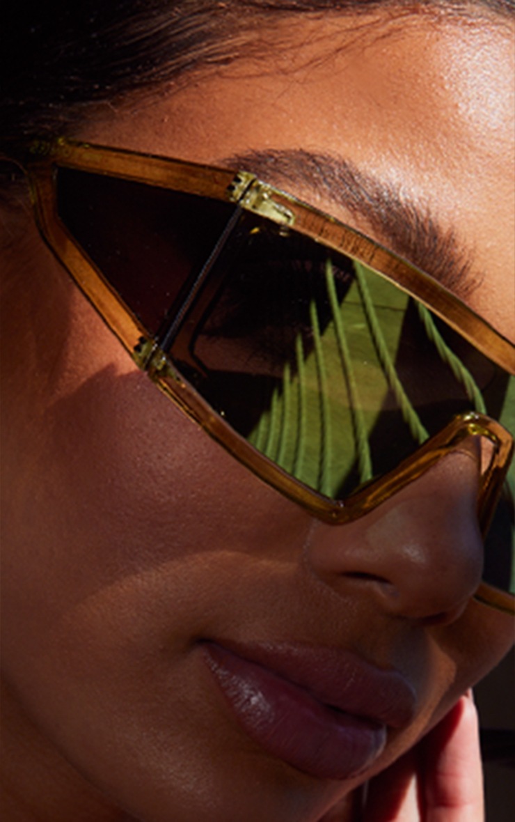 Gold logomania store visor sunglasses