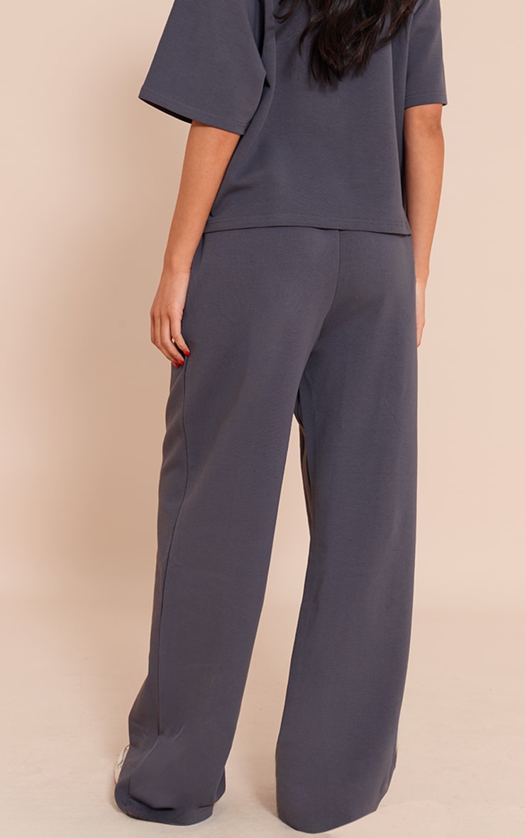 Tall Navy Interlock Wide Leg Track Pants image 3