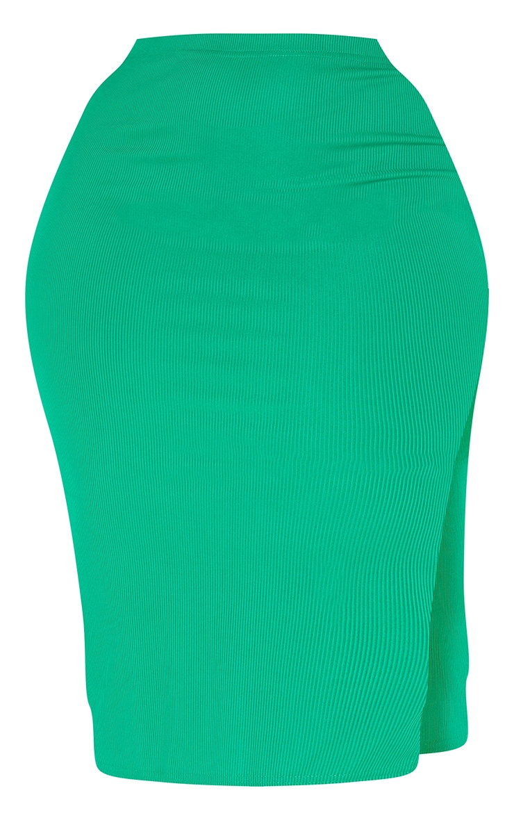 Plus Bright Green Rib Midi Skirt image 5