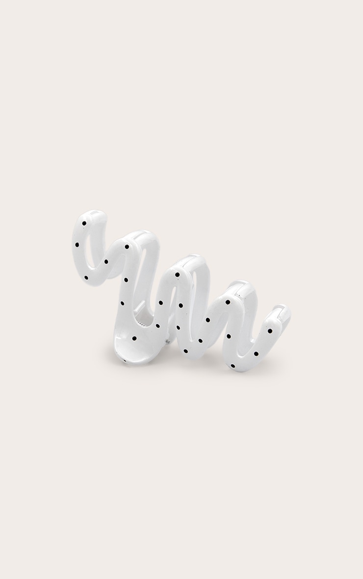 White Polka Hair Claw Clip image 2
