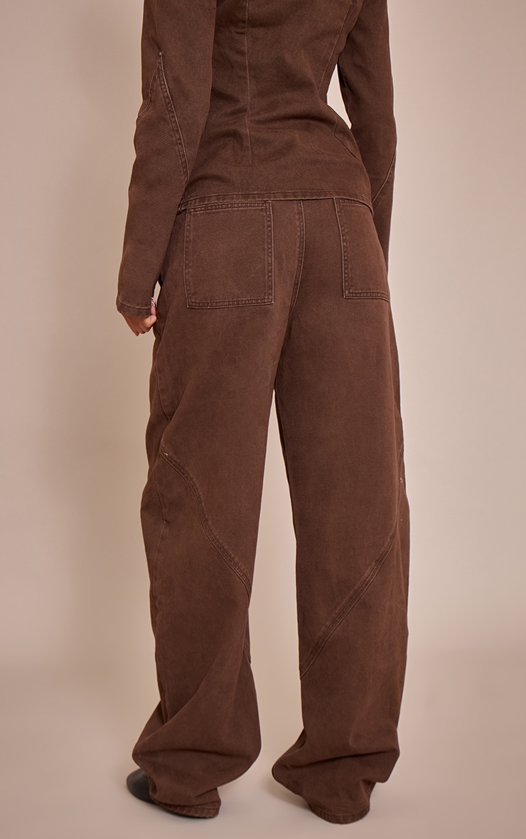 Tall Chocolate Seam Detail Barrel Jeans image 3