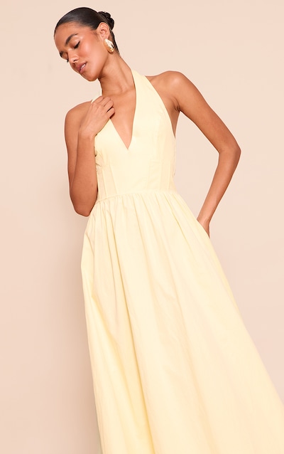 Lemon Woven Halterneck Sleeveless Midaxi Dress