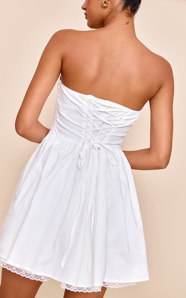 White Bandeau Lace Detail Shift Dress image 2