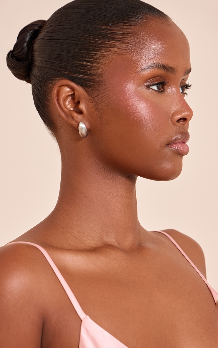 Silver Brushed Tear Drop Earrings image 1