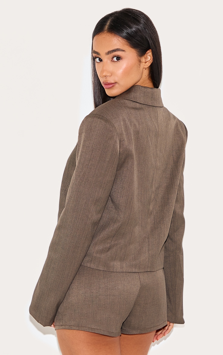 Petite Dark Khaki Tailored Cropped Blazer image 2