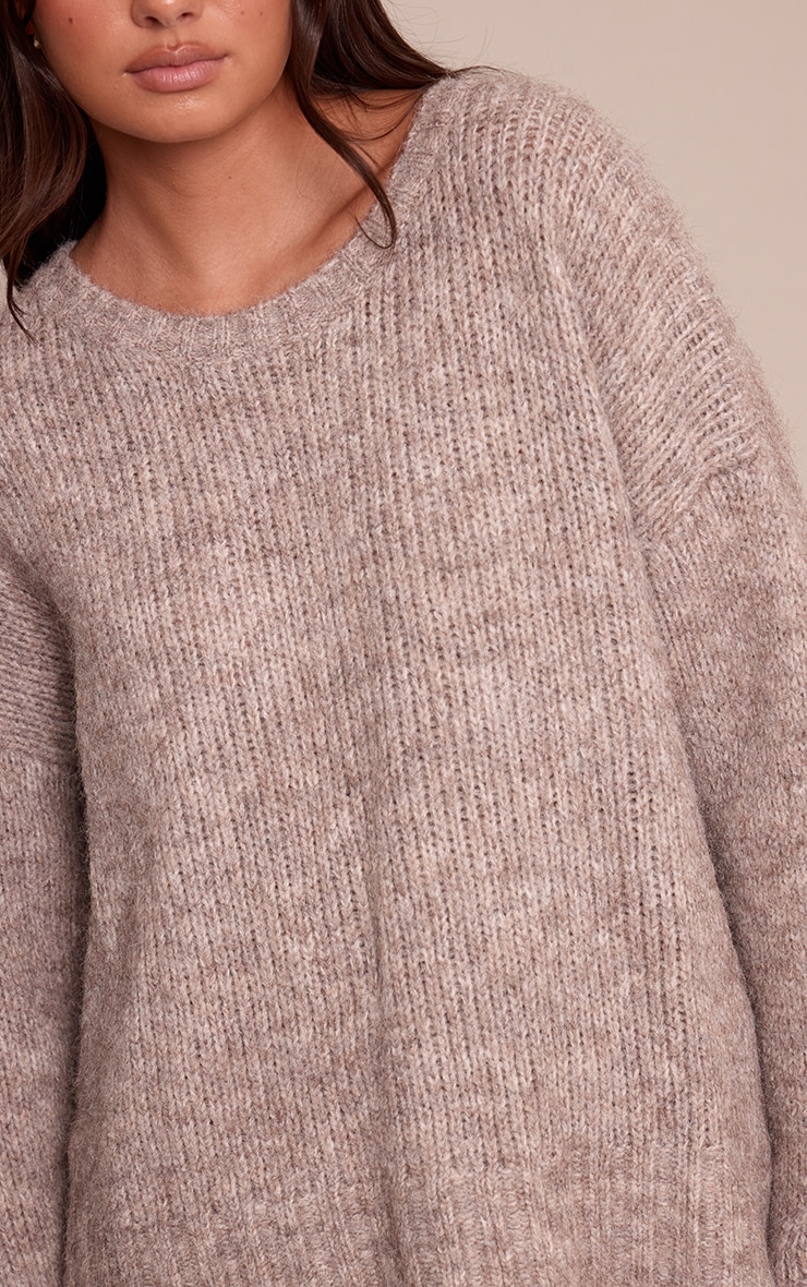 Taupe Rib Detail Oversized Sweater image 4