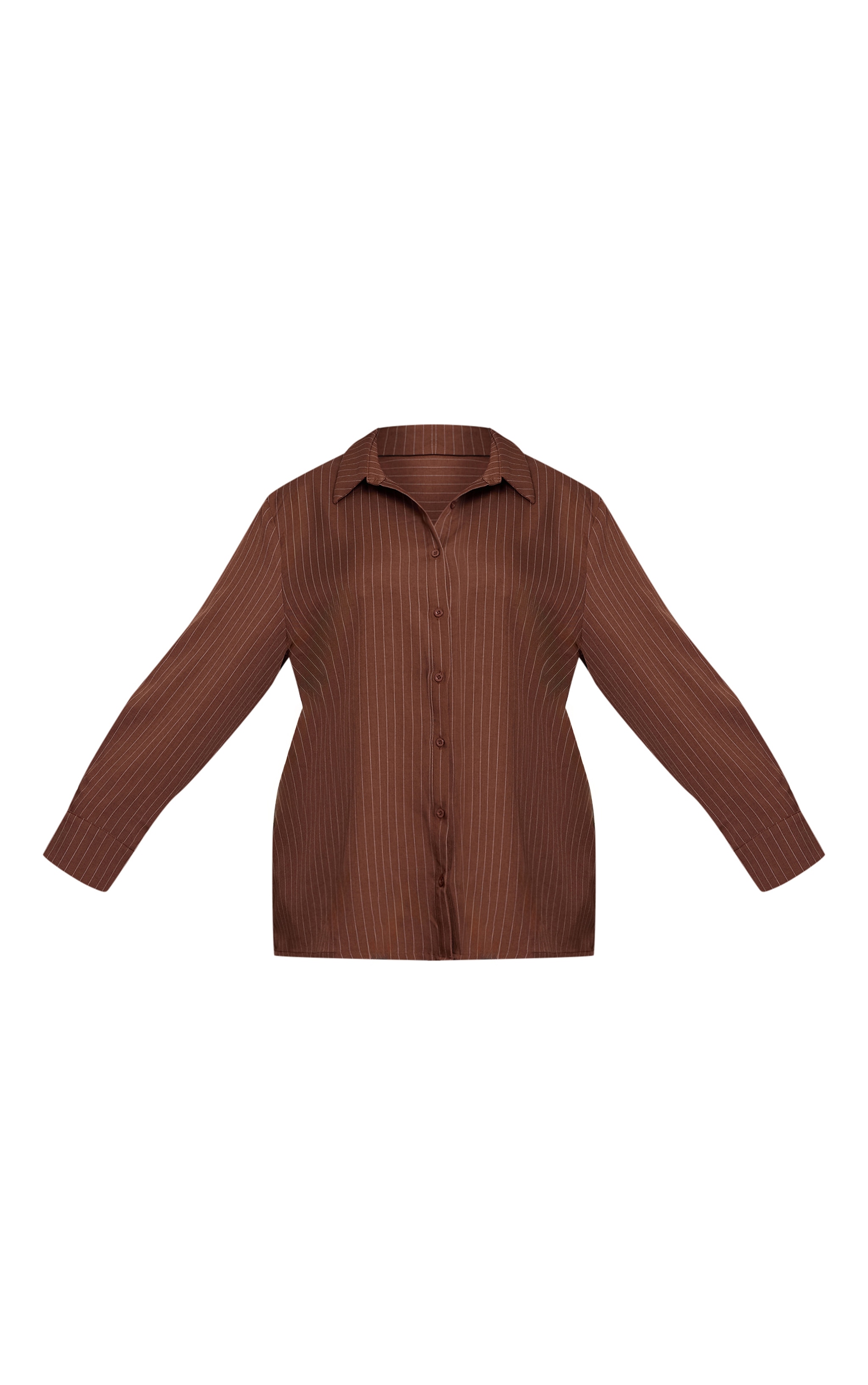 Plus Striped Chocolate Oversized Cotton Shirt image 5