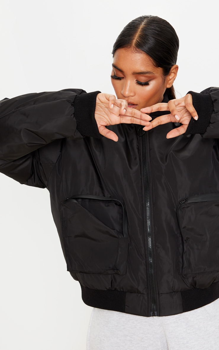 Black zip up bomber jacket Outlet