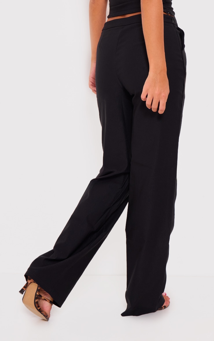 Pantalon droit tissé noir à taille basse image 3