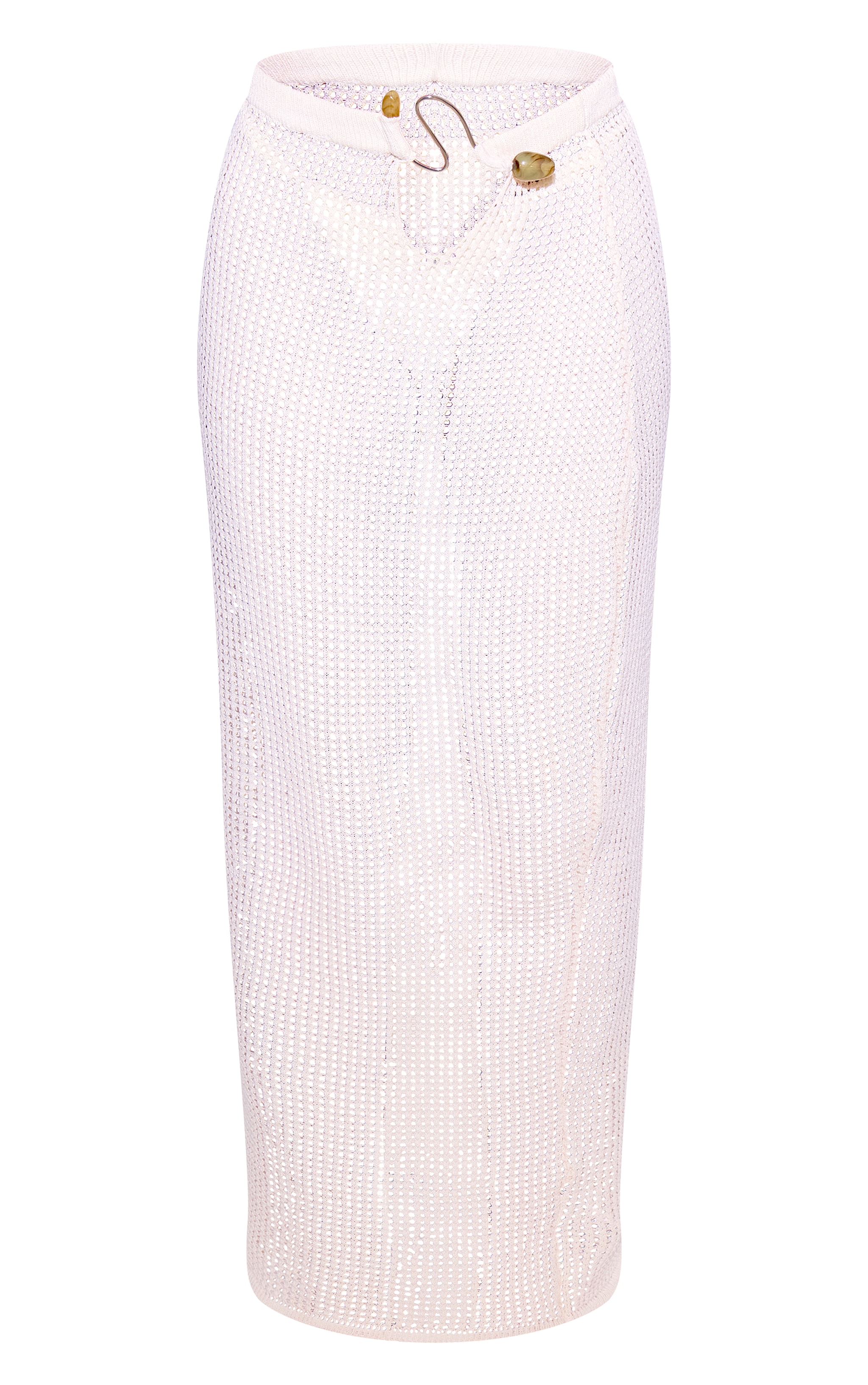 Cream Crochet Stone Trim Maxi Low Rise Beach Skirt image 5