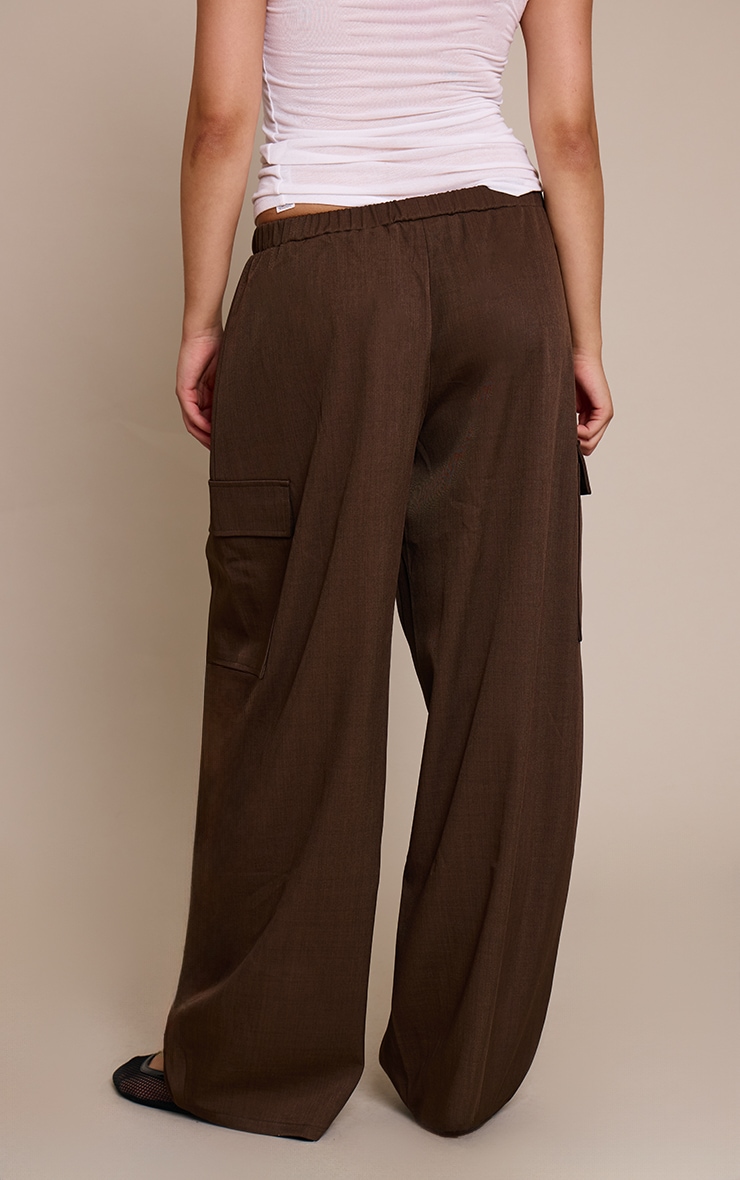 Brown Woven Wide Leg Cargos image 3