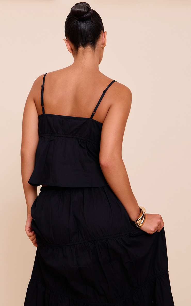 Black Cotton Poplin Tie Front Cami Top image 2