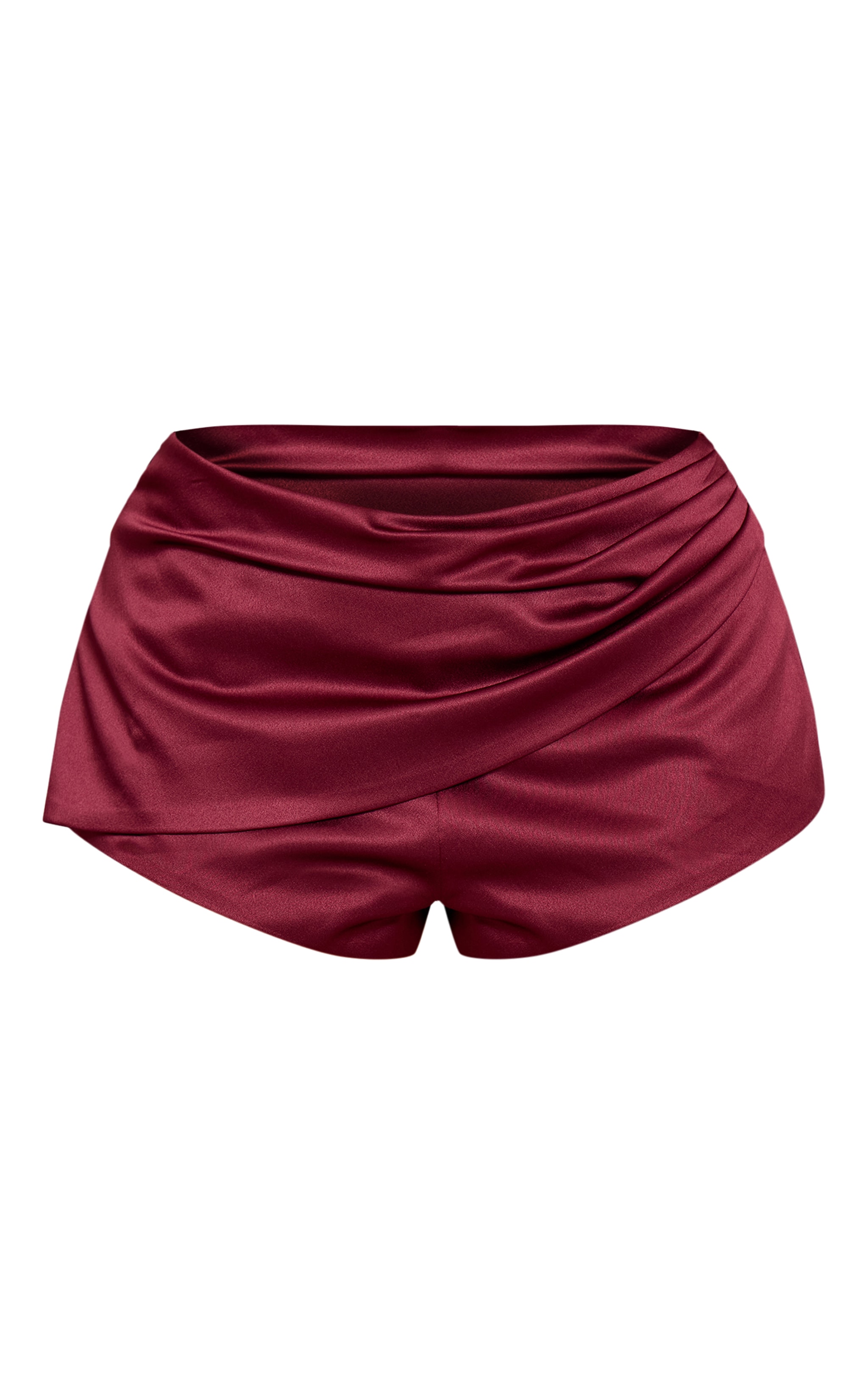 Shape Wine Satin Drape Detail Shorts image 6
