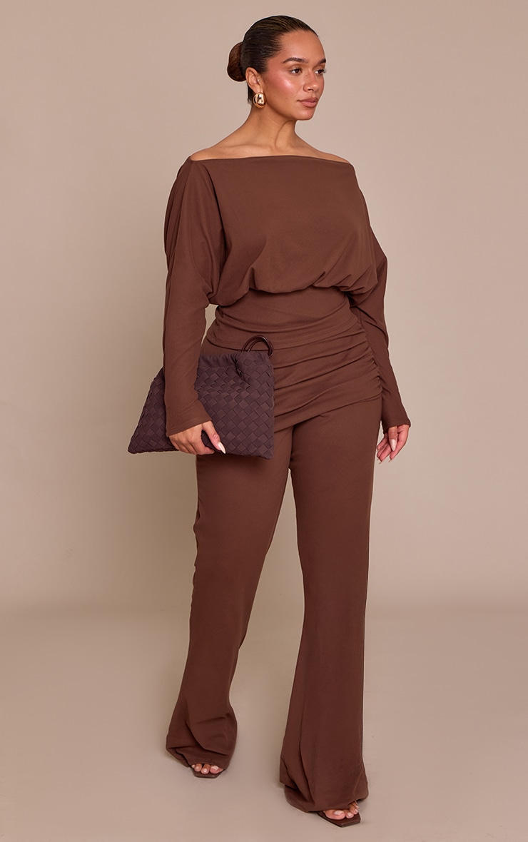 Shape Brown Soft Touch Wrap Front Trousers image 2