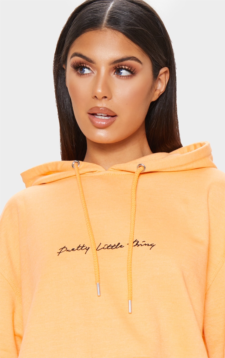 Plt Tangerine Embroidered Oversized Hoodie PrettyLittleThing IE