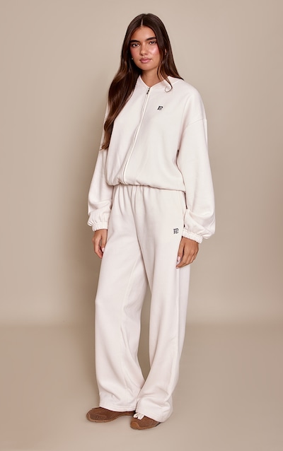 PLT Cream Cotton Fleece Straight Leg Sweatpants