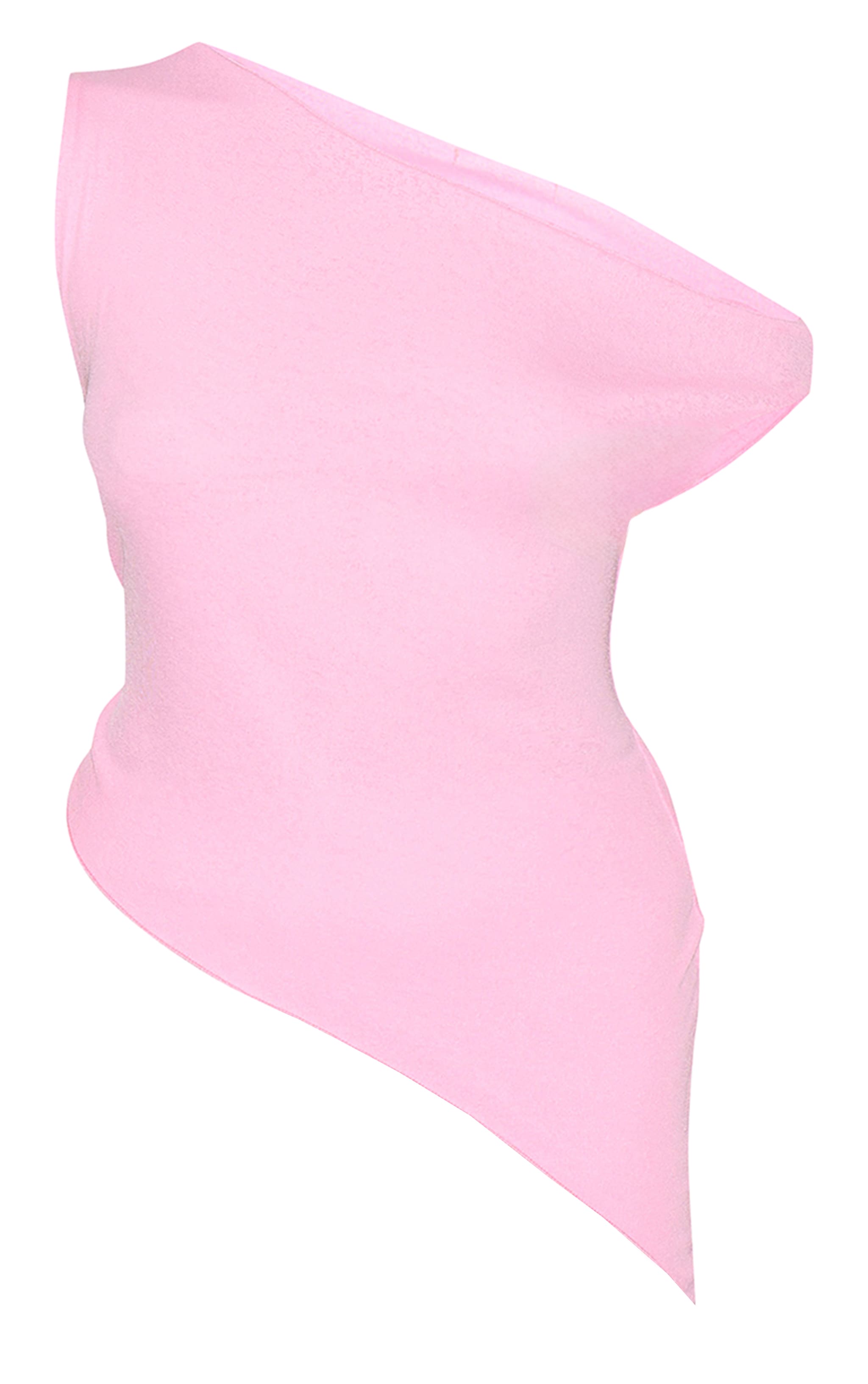 Candy Pink Burnout Mesh Asymmetric Long Top image 5