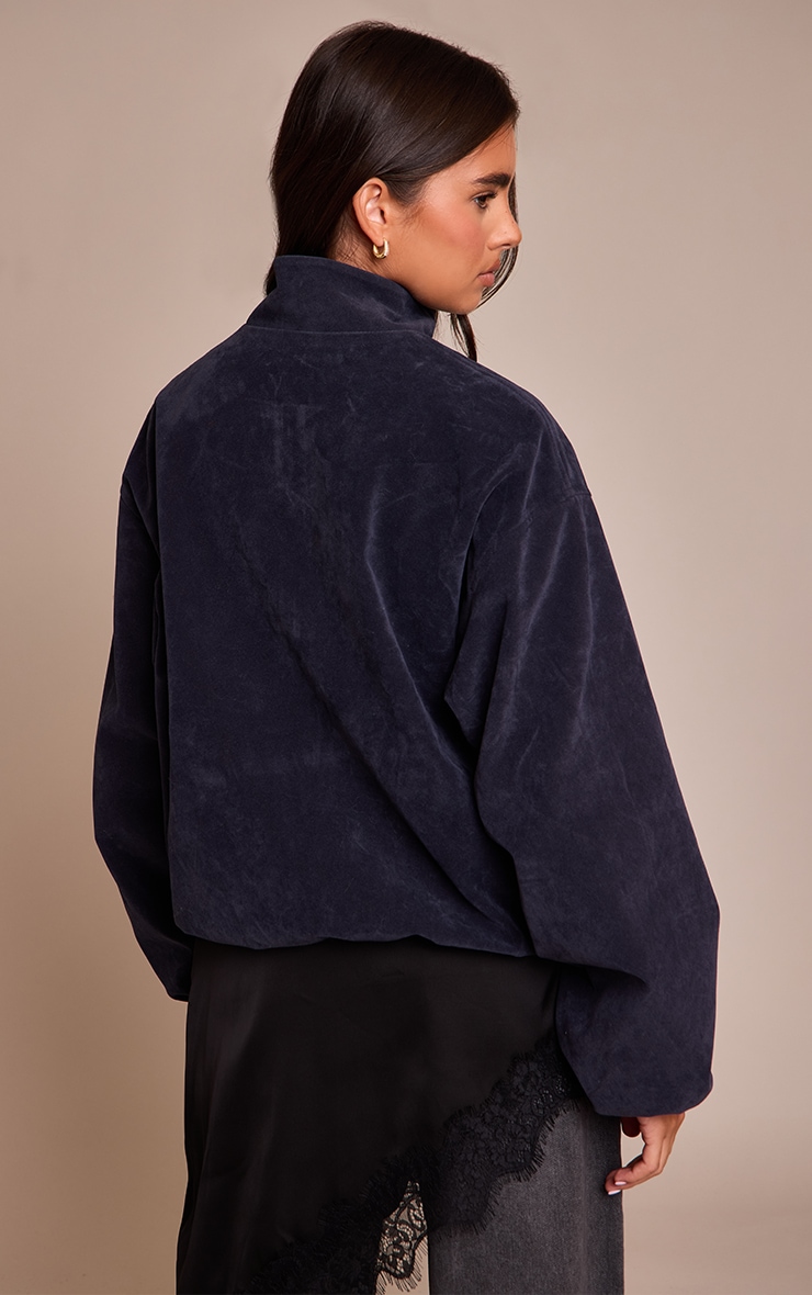 Navy Suede Bomber Jacket image 2