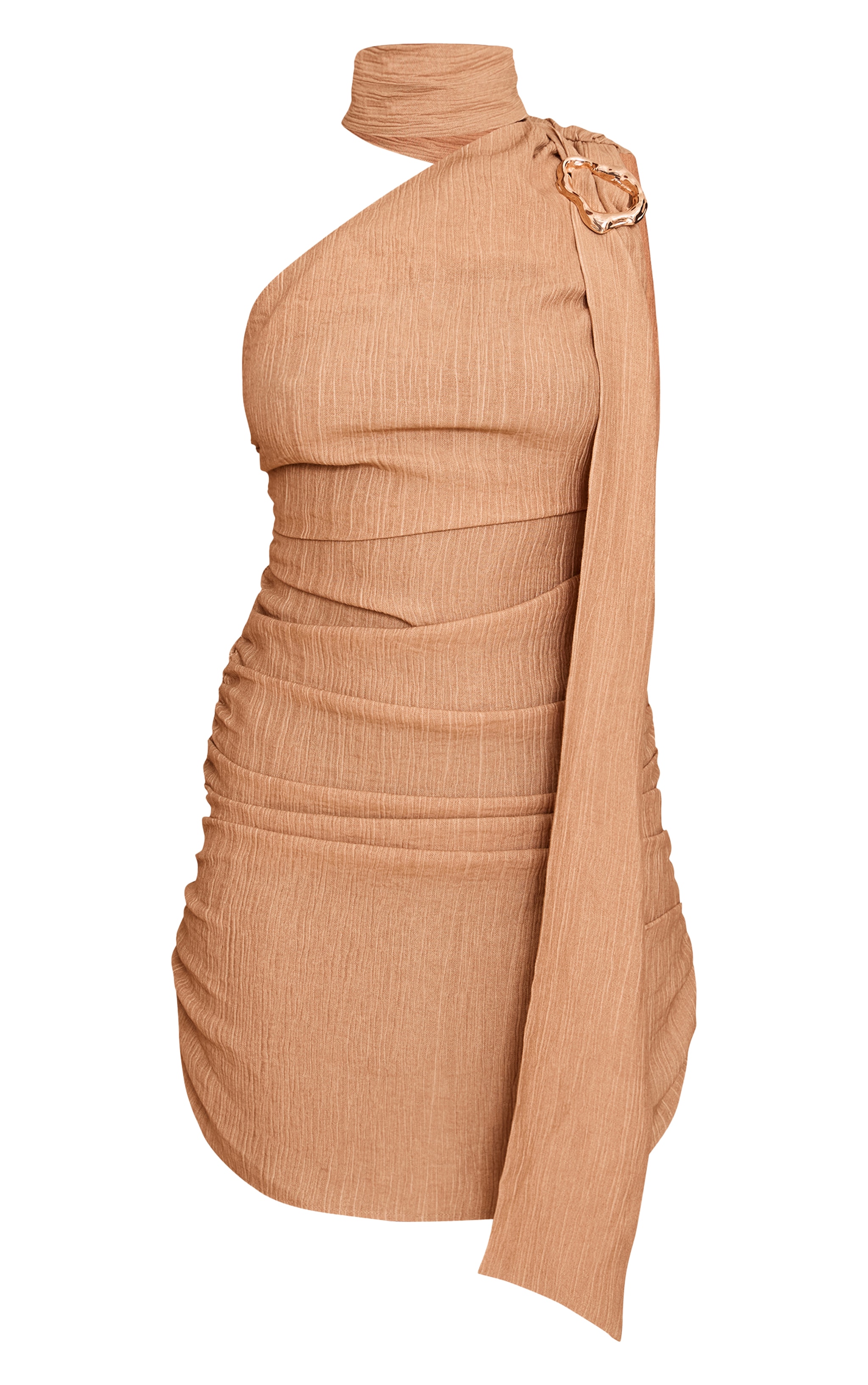 Sand Texture Scarf Detail Trim Mini Dress image 5