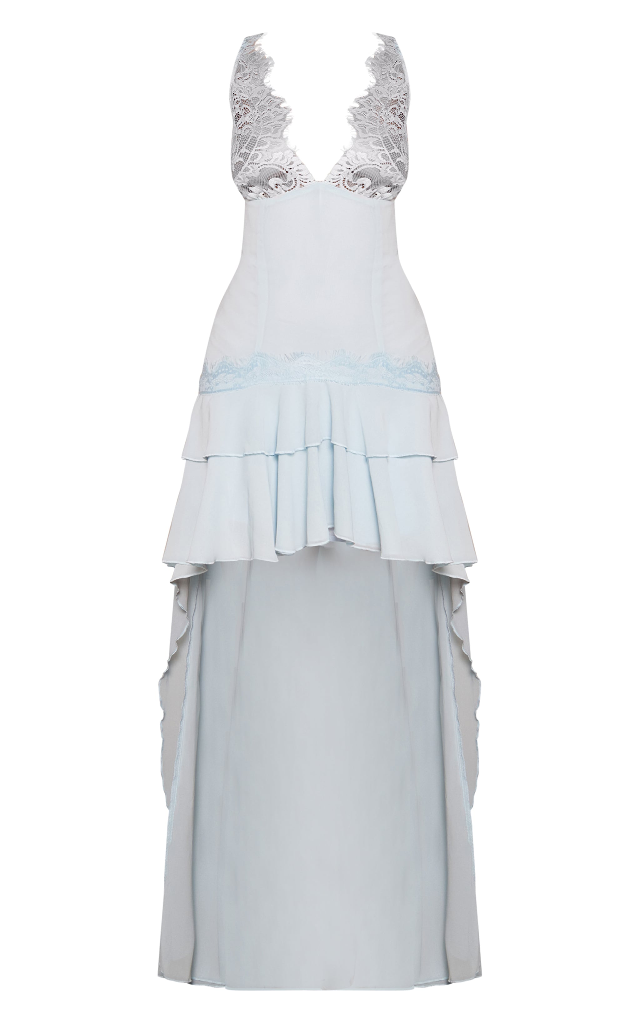 Petite Baby Blue Lace Bust Chiffon Maxi Dress image 5